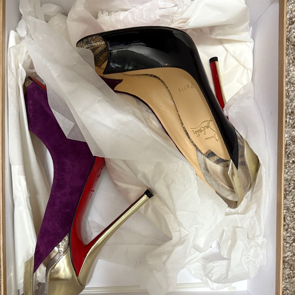 Christian Louboutin Purple and Gold Heels